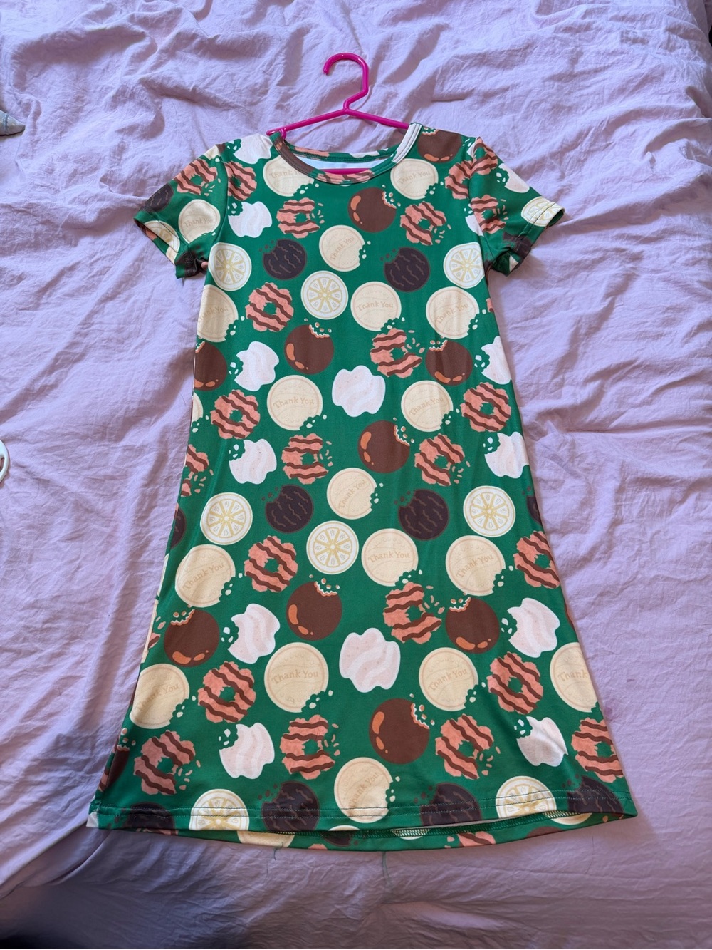 Kids Green Girl Scout Cookie Print Short Sleeve Dress